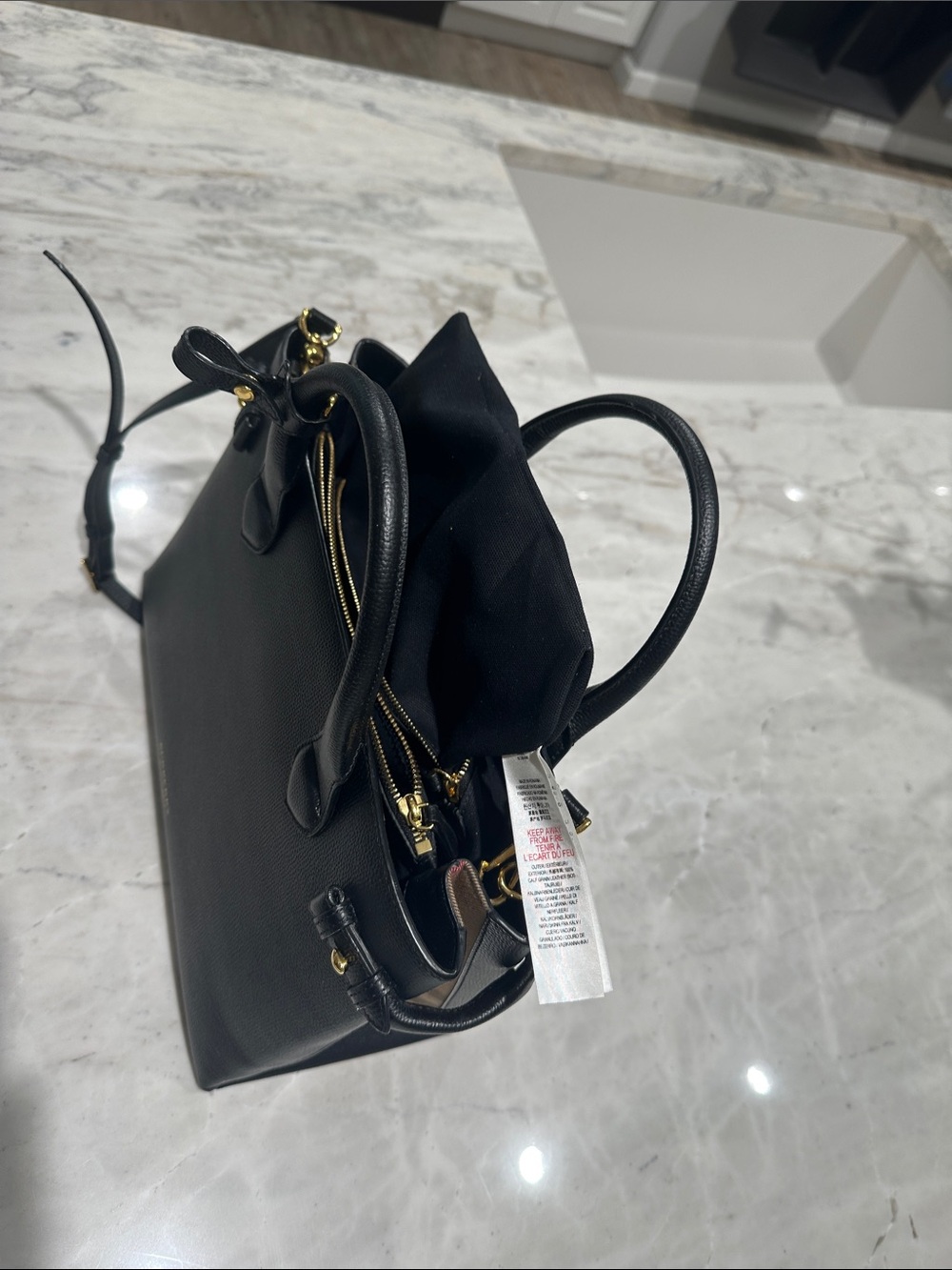 Burberry Black Leather Satchel with Gold Hardware - Picture 13 of 16